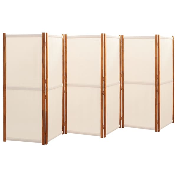 vidaXL Rumsavdelare 6 paneler gräddvit 420x180 cm Kräm