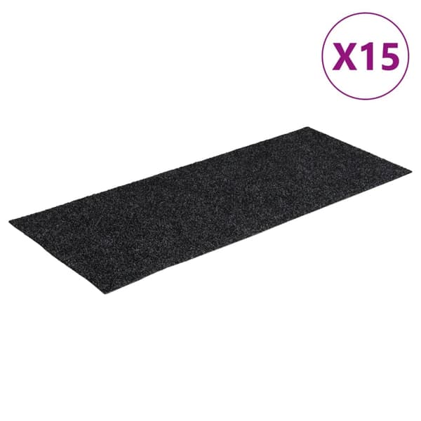 vidaXL Trappmattor självhäftande 15 st 60x25 cm mörkgrå rektangulära grå