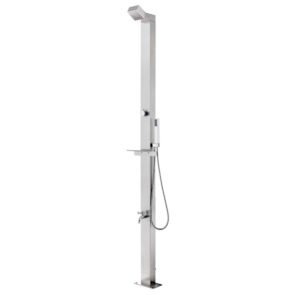vidaXL Trädgårdsdusch med brunt golv 225 cm rostfritt stål Brun