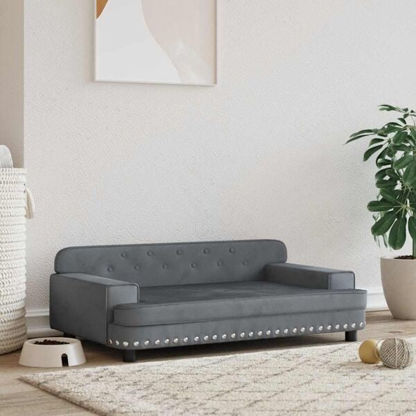 vidaXL Hundbädd mörkgrå 90x53x30 cm sammet Grå