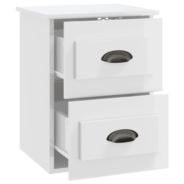 vidaXL Väggmonterat sängbord vit högglans 41,5x36x53cm Vit