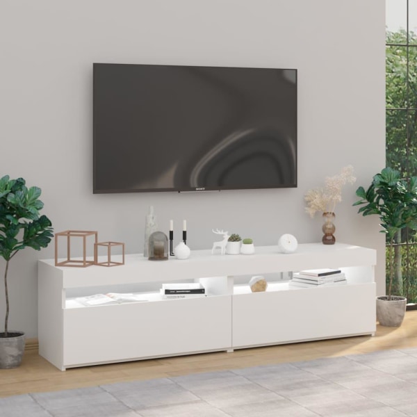 vidaXL Tv-bänkar med LED-belysning 2 st vit högglans 75x35x40 cm Vit