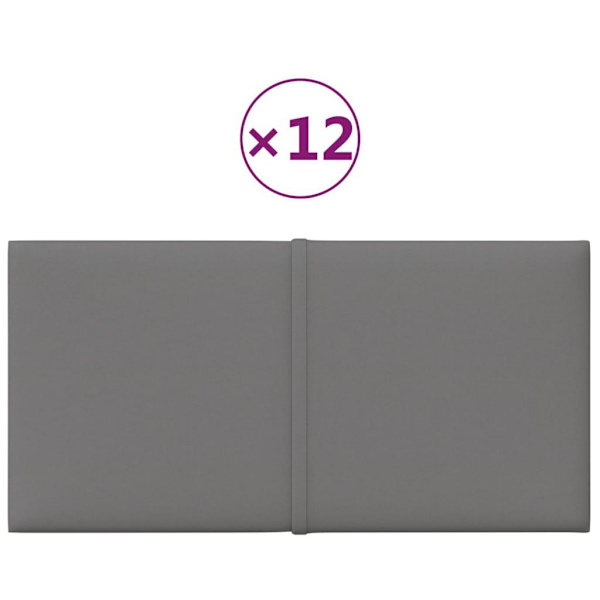 vidaXL Väggpaneler 12 st ljusgrå 30x15 cm tyg 0,54 m² Grå