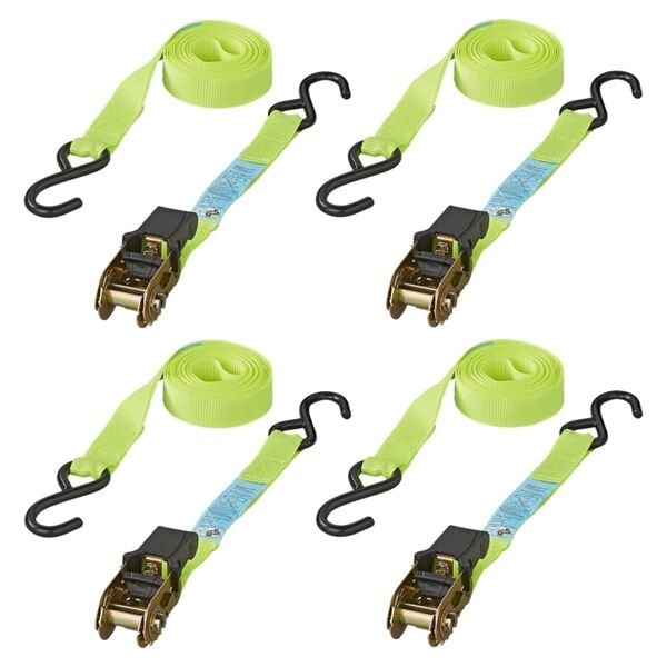 ProPlus Spännrem med Spärrhake + 2 Krokar, 4 st, 5 m 320205 Grön