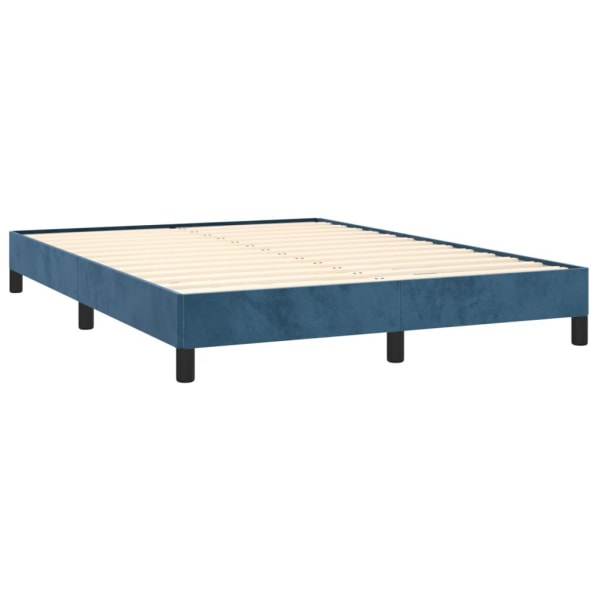 vidaXL Ramsäng med madrass mörkblå 140x200 cm sammet Blå