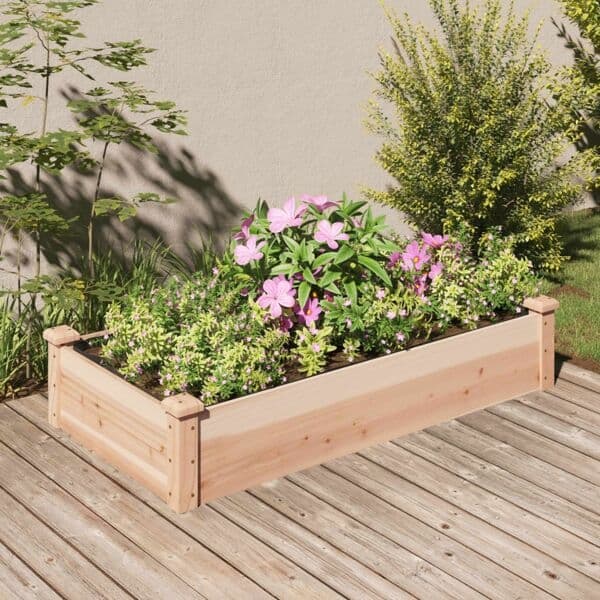 vidaXL Odlingslåda med foder 120x60x25 cm massivt granträ Brun