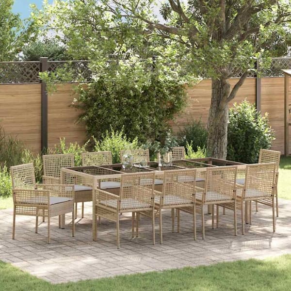 vidaXL Trädgårdsmöbelset 11 st Beige konstrotting Beige