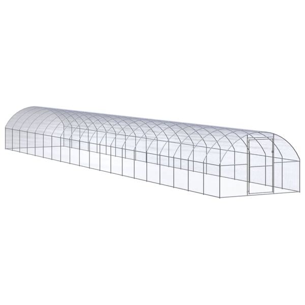 vidaXL Hönsbur för utomhusbruk 3x20x2 m galvaniserat stål Silver
