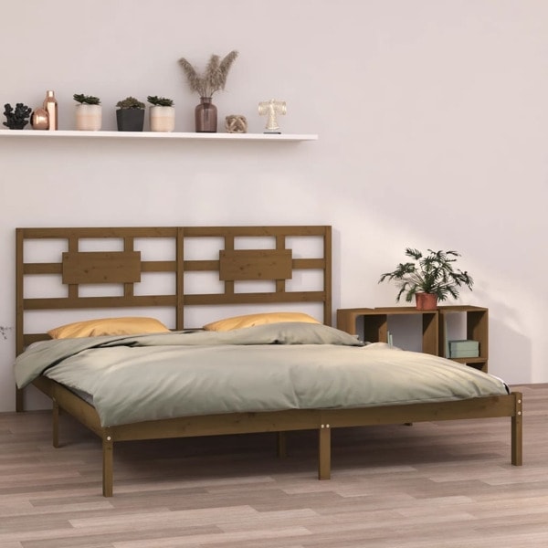 vidaXL Sängram honungsbrun massivt trä 200x200 cm Brun