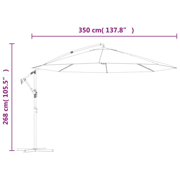 vidaXL Frihängande parasoll 3,5 m sandvit Vit