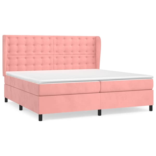 vidaXL Ramsäng med madrass rosa 200x200 cm sammet Rosa