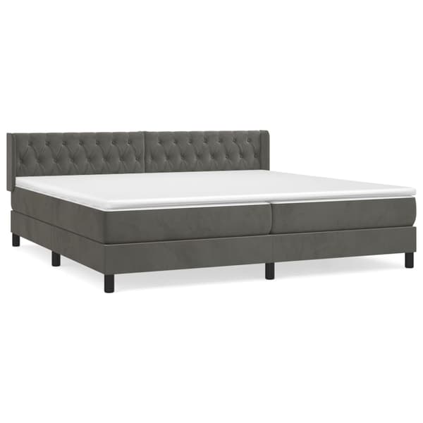vidaXL Ramsäng med madrass mörkgrå 200x200 cm sammet Grå