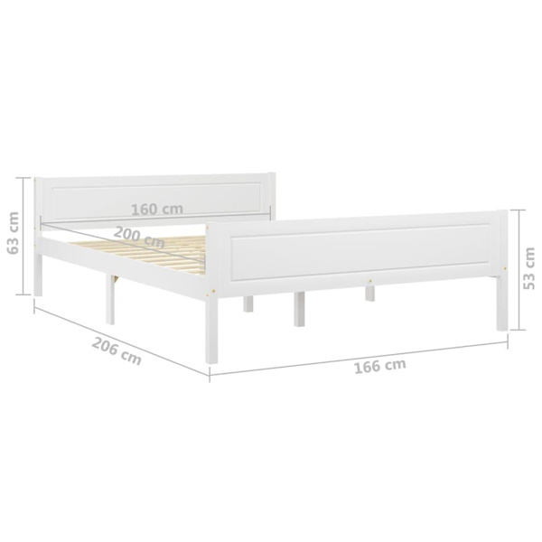 vidaXL Sängram massiv furu vit 160x200 cm Vit