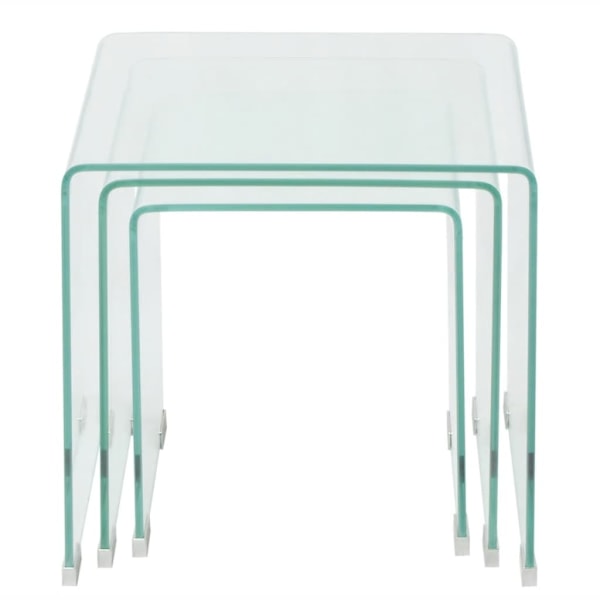vidaXL Satsbord 3 st bord härdat klarglas Transparent