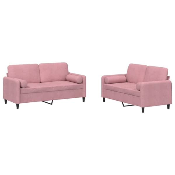vidaXL Soffgrupp med kuddar 2 delar rosa sammet Rosa