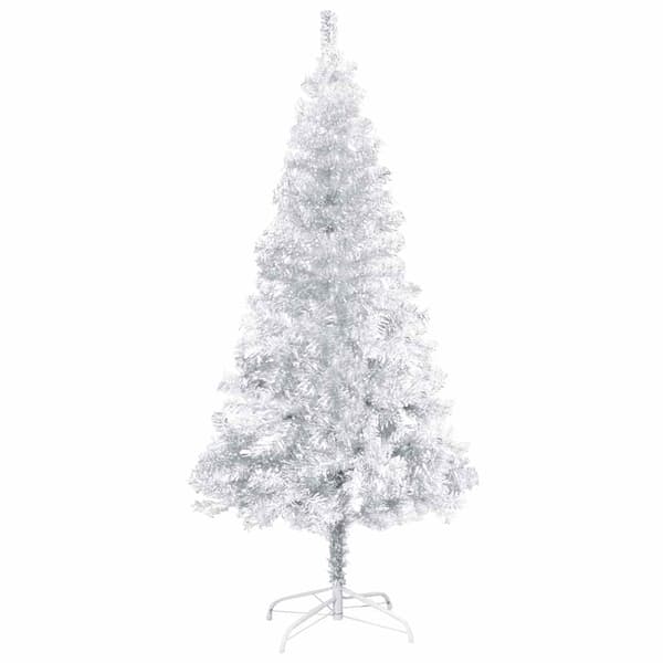 vidaXL Belyst plastgran med kulor silver 120 cm PET Silver