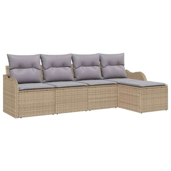 vidaXL Trädgårdsoffset 5 st Beige konstrotting Beige