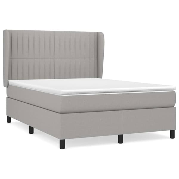 vidaXL Ramsäng med madrass ljusgrå 140x200 cm tyg Grå