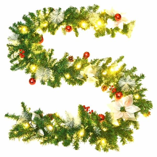 vidaXL Julgirlang med LED-lampor grön 2,7 m PVC Grön