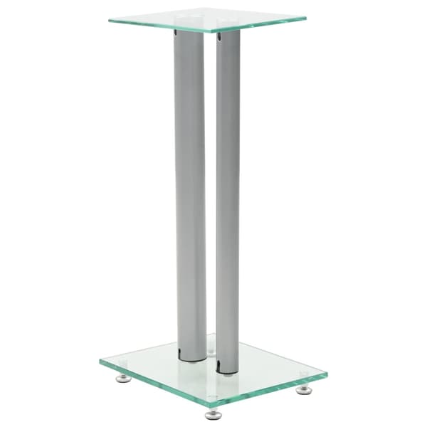 vidaXL Högtalarstativ 2 st härdat glas 2 pelare silver Silver