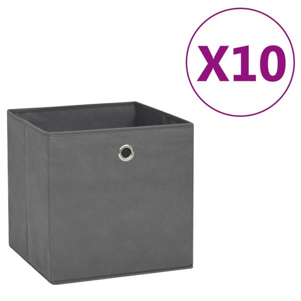 vidaXL Förvaringslådor 10 st non-woven tyg 28x28x28 cm grå grå