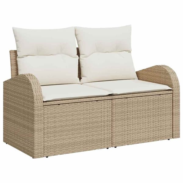 vidaXL Soffset med kudde 11 pcs Beige Polyrattan Beige