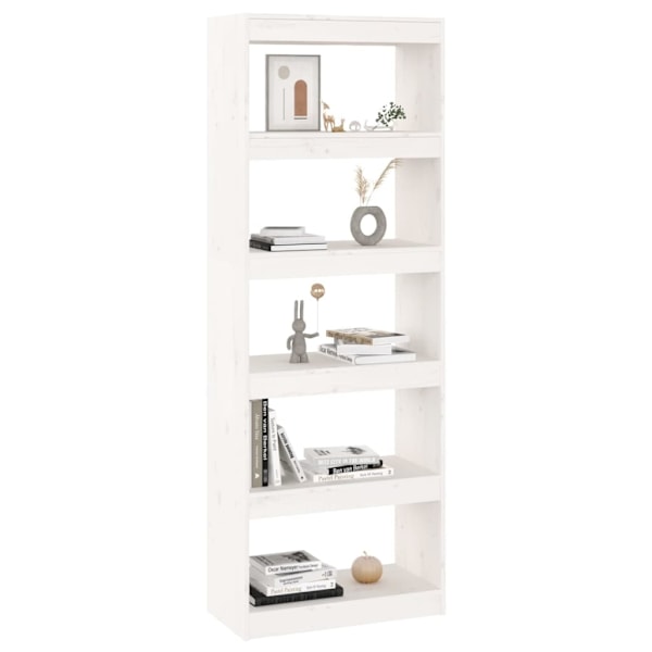 vidaXL Bokhylla/Rumsavdelare vit 60x30x167,5 cm massiv furu Vit