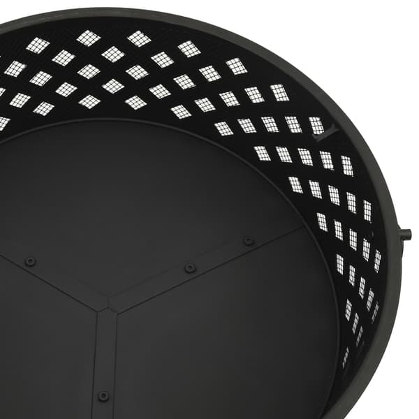 vidaXL Eldstad med eldgaffel 68 cm XXL stål Svart