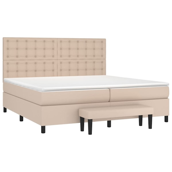 vidaXL Ramsäng med bäddmadrass cappuccino 200x200 cm konstläder Brun