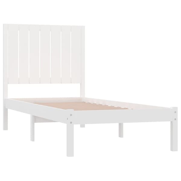 vidaXL Sängram vit massivt trä 75x190 cm Vit