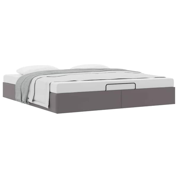 vidaXL Ottoman sängram utan madrass grå 200x200 cm konstläder Grå