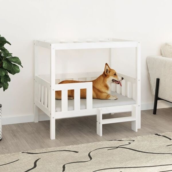 vidaXL Hundbädd vit 95,5x73,5x90 cm massiv furu Vit