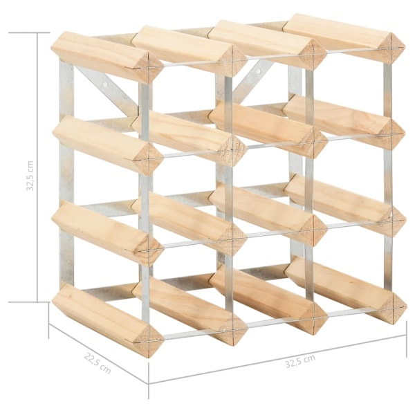 vidaXL Vinställ för 12 flaskor massiv furu Beige