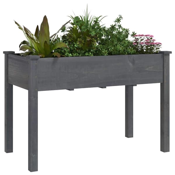 vidaXL Odlingslåda med foder grå 118x59x76 cm massivt granträ Grå