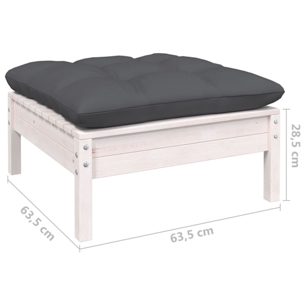 vidaXL Loungegrupp med dynor 7 delar vit massiv furu Vit