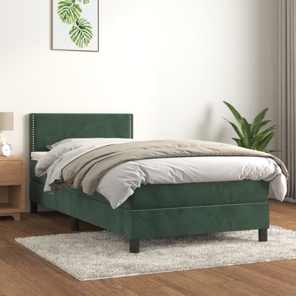 vidaXL Ramsäng med madrass mörkgrön 100x200 cm sammet Grön