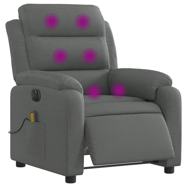 vidaXL Elektrisk massagefåtölj mörkgrå tyg Grå