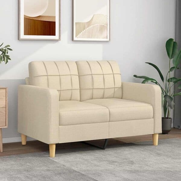 vidaXL 2-sitssoffa gräddvit 120 cm tyg Kräm