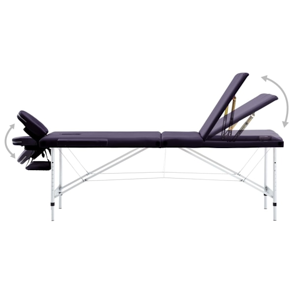 vidaXL Hopfällbar massagebänk 3 sektioner aluminium lila Lila