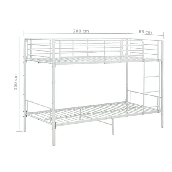 vidaXL Våningssäng vit metall 90x200 cm Vit