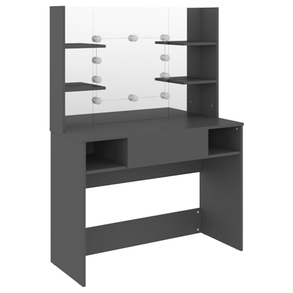 vidaXL Sminkbord med LED-belysning 100x40x135 cm MDF grå grå