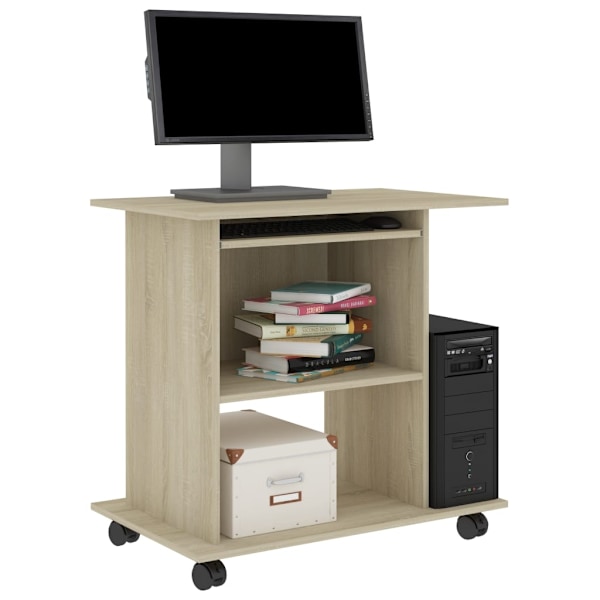 vidaXL Datorbord sonoma-ek 80x50x75 cm konstruerat trä Brun