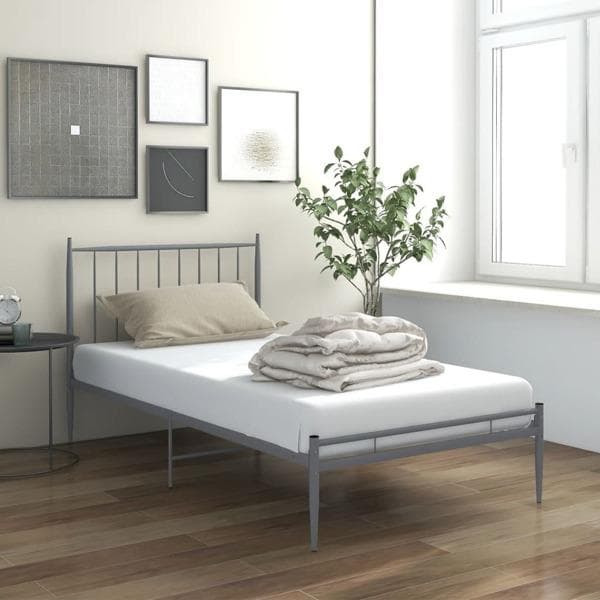 vidaXL Sängram grå metall 90x200 cm grå