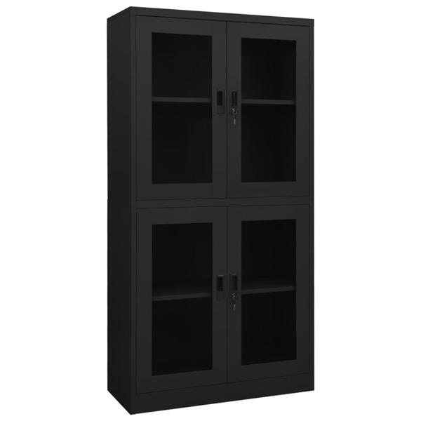 vidaXL Dokumentskåp antracit 90x40x180 cm stål och härdat glas Antracit