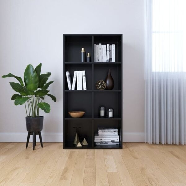 vidaXL Bokhylla/skänk svart 66x30x130 cm konstruerat trä Svart