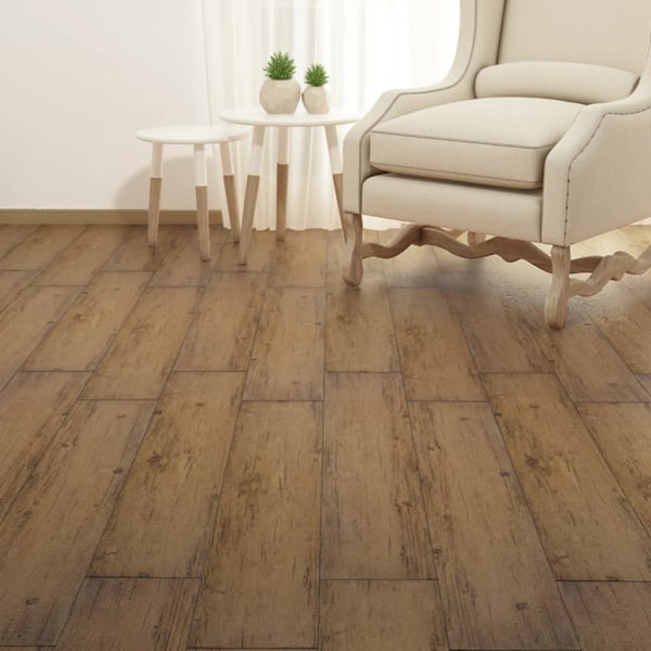 vidaXL Ej självhäftande PVC-golvplankor 5,26 m² 2 mm valnötsbrun Brun