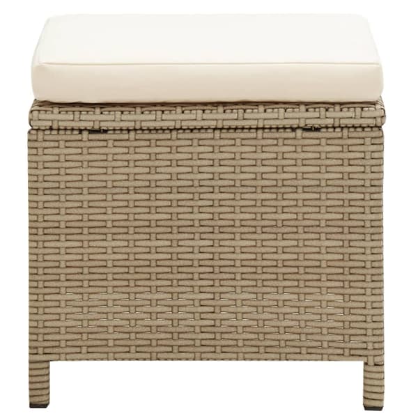 vidaXL Trädgårdspallar 4 st med dynor konstrotting beige Beige