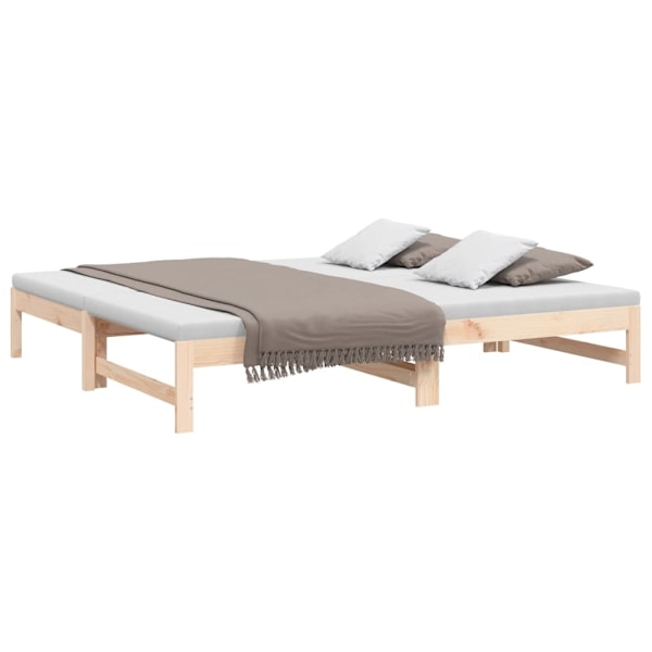 vidaXL Utdragbar dagbädd 2x(90x190) cm massiv furu Brun