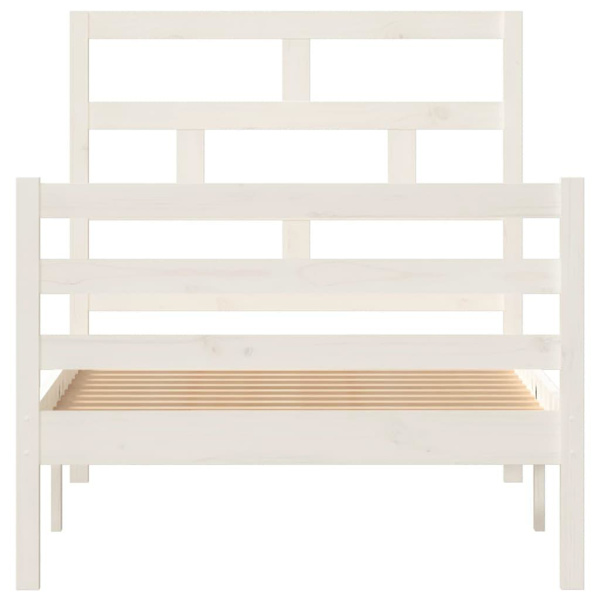vidaXL Sängram vit massiv furu 90x200 cm enkelsäng Vit