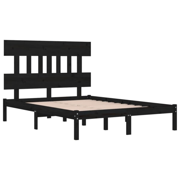 vidaXL Sängram svart massivt trä 120x190 cm Svart